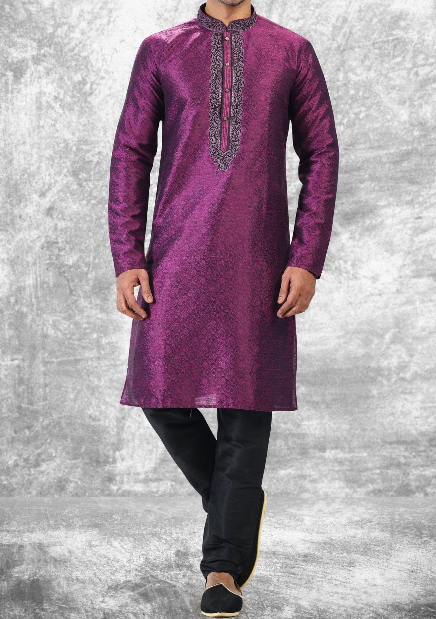 Embroidered Party Wear Jacquard Kurta Pajama Set - db21479