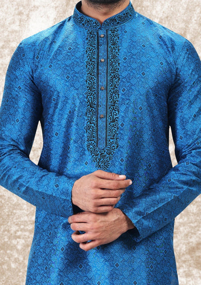 Embroidered Party Wear Jacquard Kurta Pajama Set - db21478