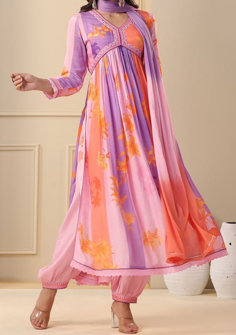 Embroidered Ready Made Alia Cut Muslin Dress - db22549