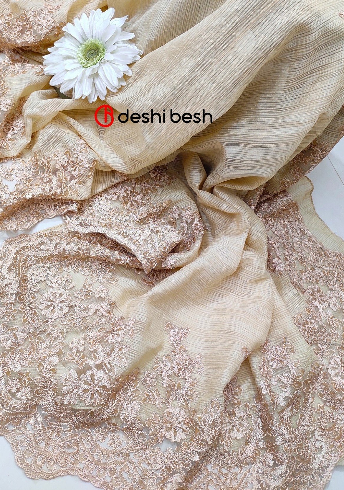 Gorgeous Boutique Designer Embroidered Silk Saree: Deshi Besh.