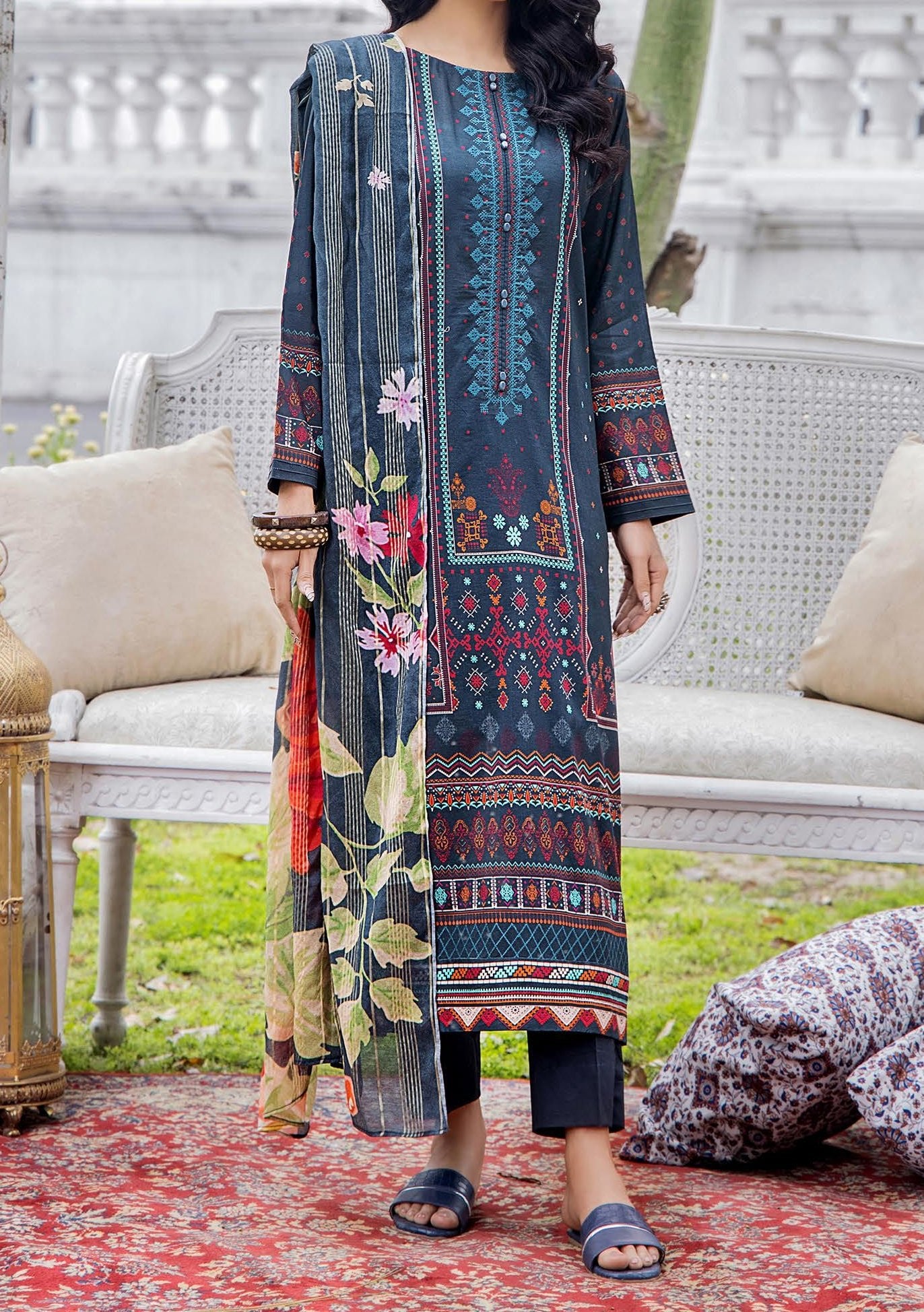 Gulljee Musk Pakistani Embroidered Lawn - db22564