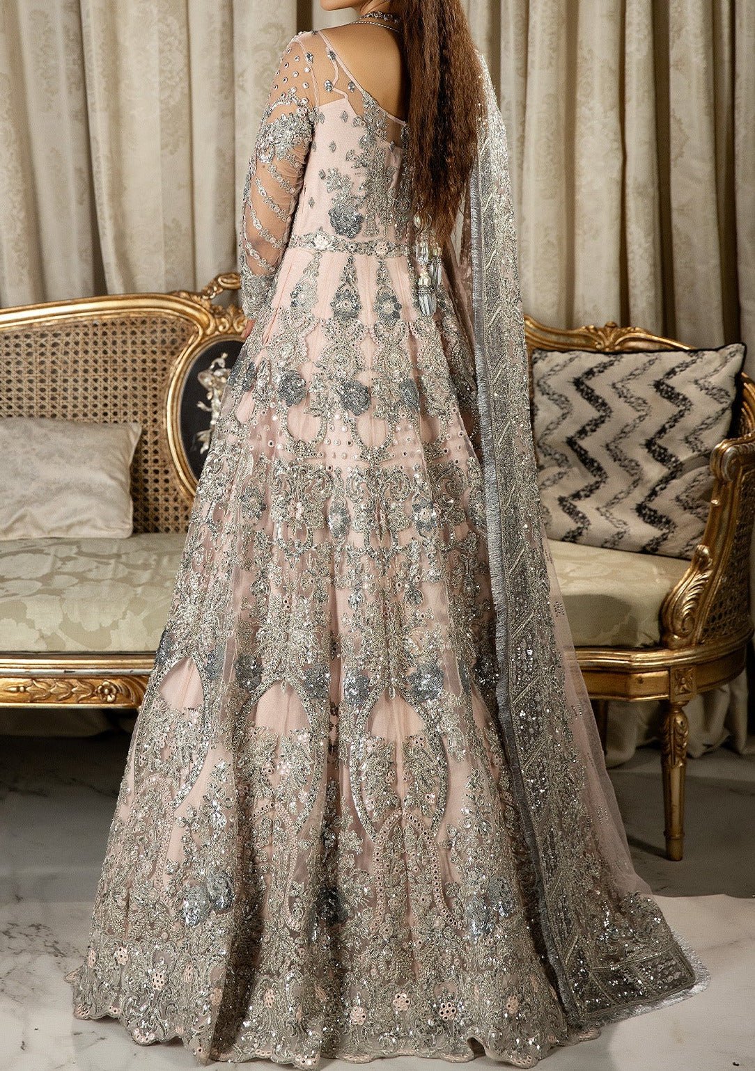 Imrozia Azah Pakistani Luxury Net Anarkali - db24446