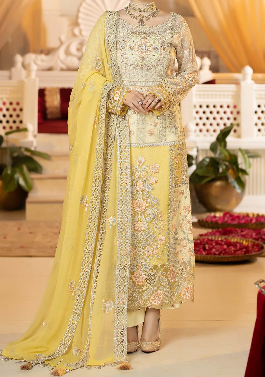 Imrozia Lucille Pakistani Luxury Chiffon Dress - db24265