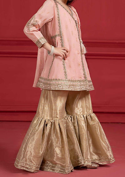 Maria.B Girl's Embroidered Jacquard Sharara Suit - db24928