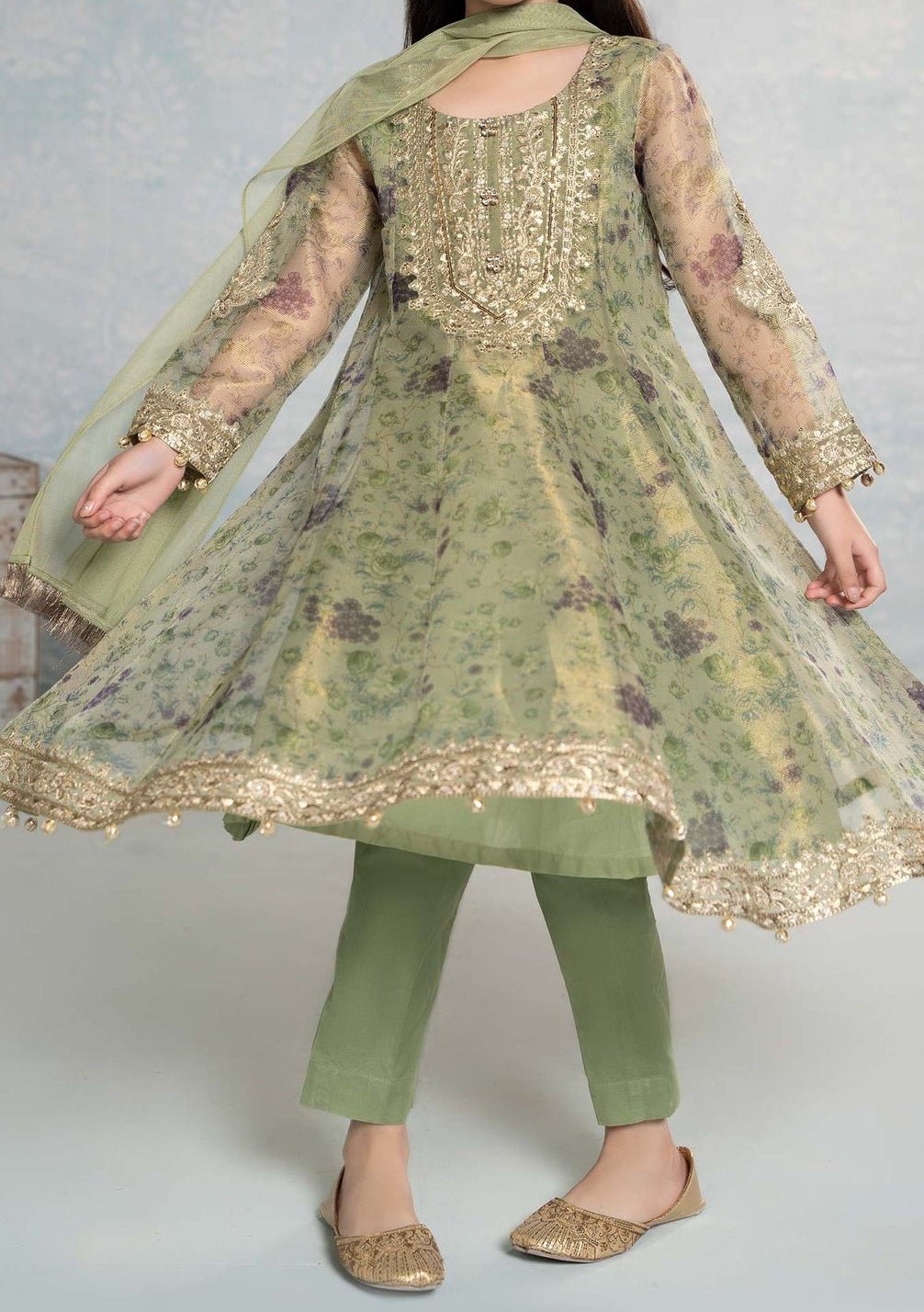 Maria.B Girl's Embroidered Net Salwar Suit - db25401