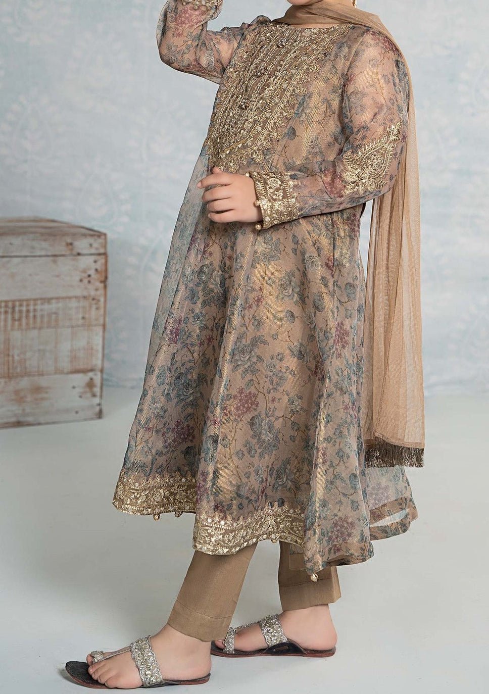 Maria.B Girl's Embroidered Net Salwar Suit - db25400