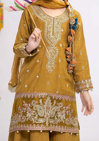 Maria.B Girl's Embroidered Raw Silk Palazzo Suit - db25084