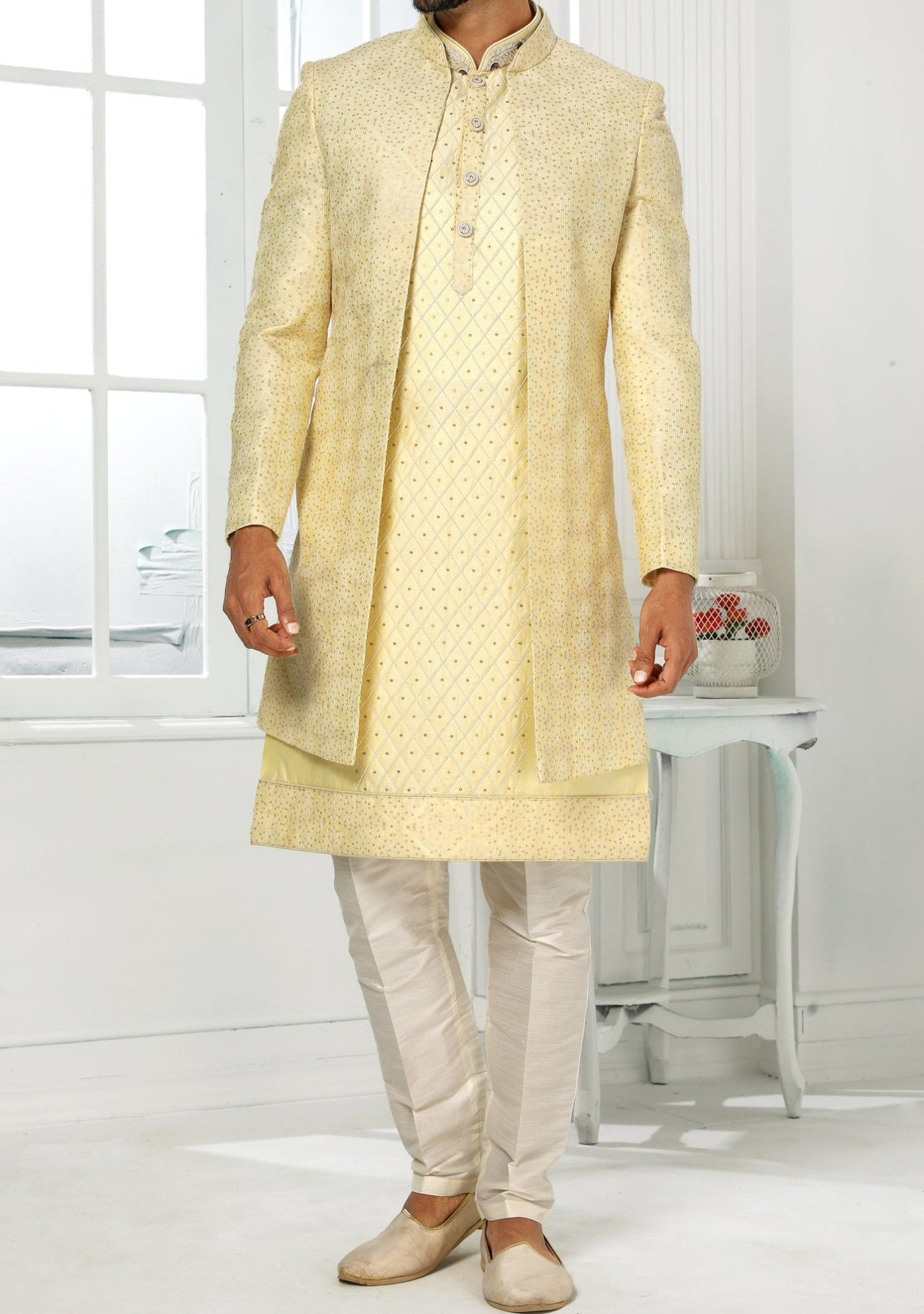 Men's Indo Western Party Wear Sherwani Suit With Jacket - db20429