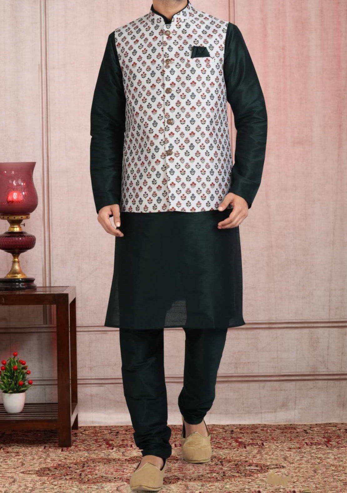 Men's Party Wear Kurta Pajama With Waistcoat - db18477