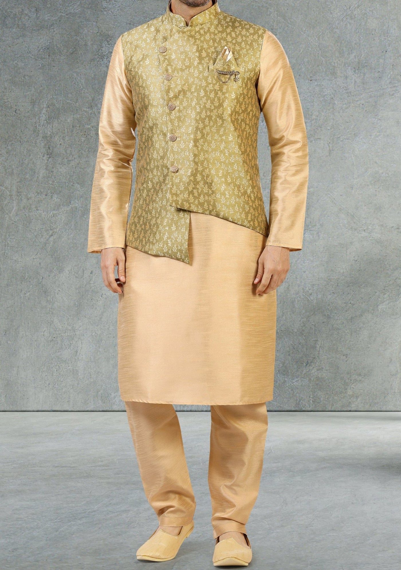 Men's Party Wear Kurta Pajama With Waistcoat - db18114