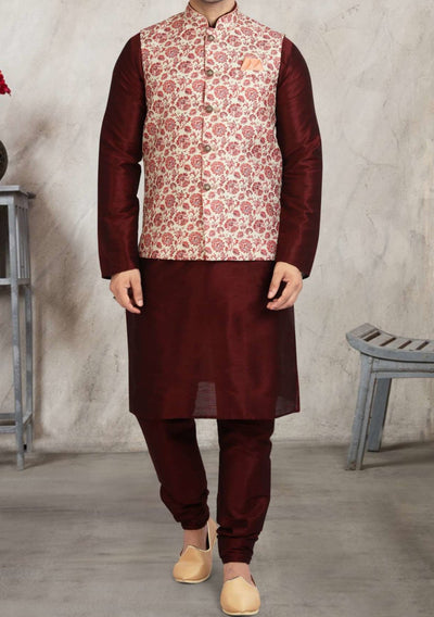 Men's Party Wear Kurta Pajama With Waistcoat - db18466