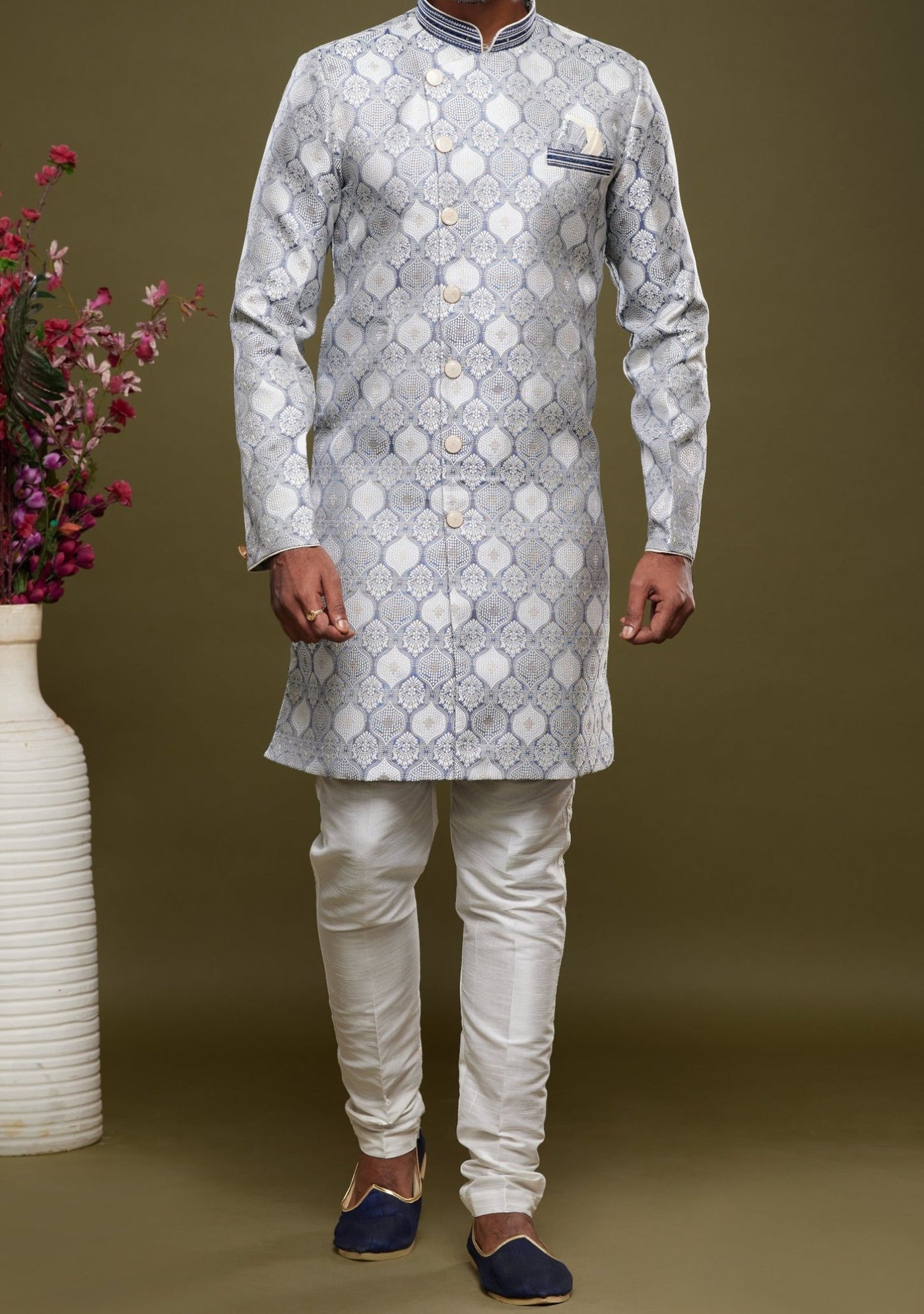 Men's Semi Indo Western Party Wear Sherwani Suit - db23858