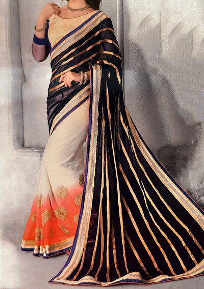 Mink Designer Embroidered Georgette Saree - db21311