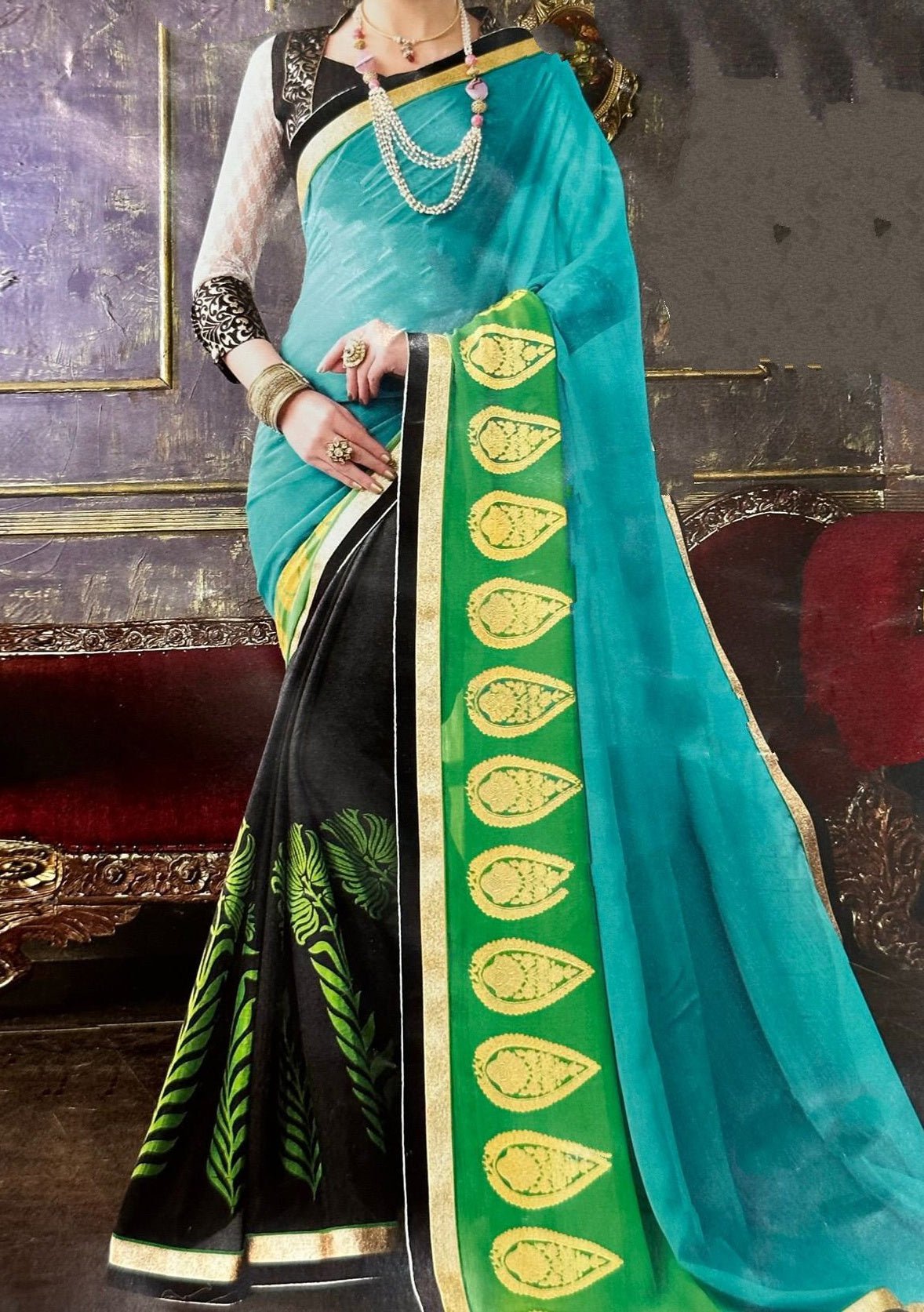 Mink Designer Embroidered Georgette Saree - db21095