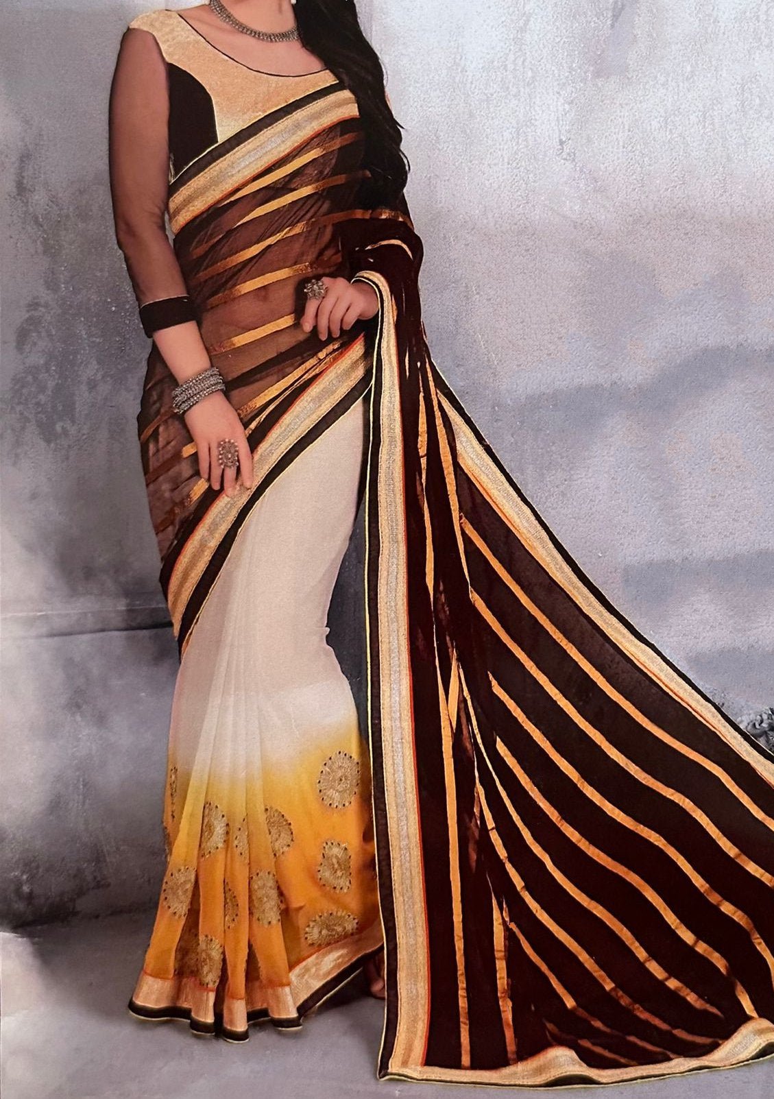 Mink Designer Embroidered Georgette Saree - db21310