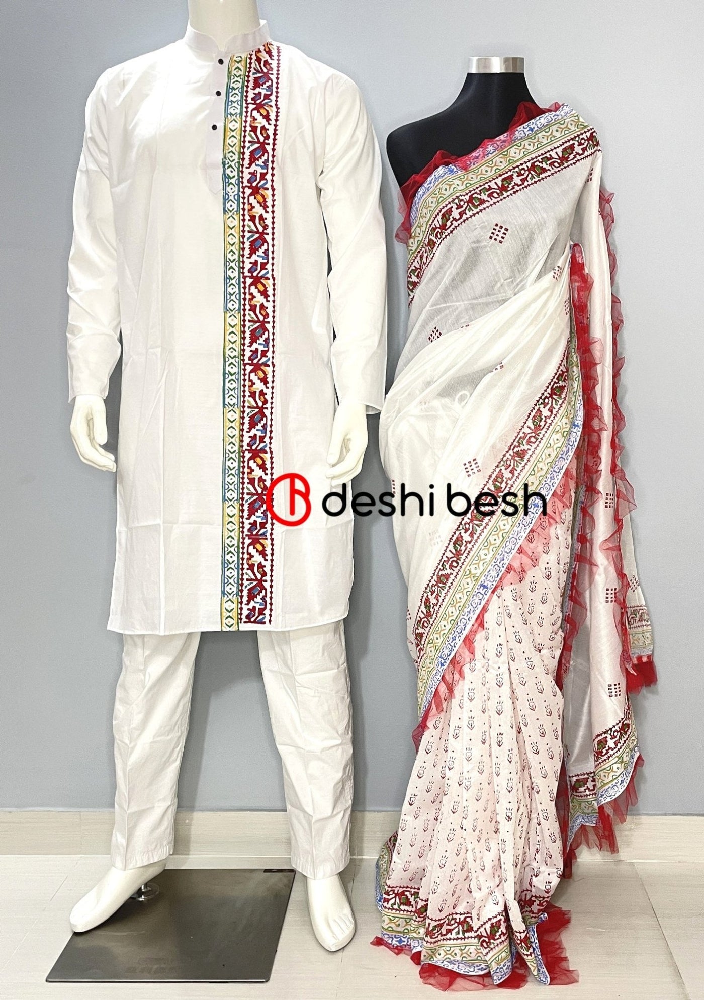 Screen Printed Mixed Cotton Couple Combo Set - db25626