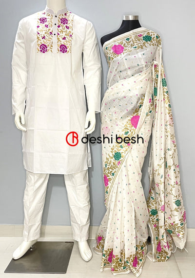 Screen Printed Mixed Cotton Couple Combo Set - db25630