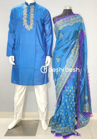 Screen Printed Mixed Cotton Couple Combo Set - db25627