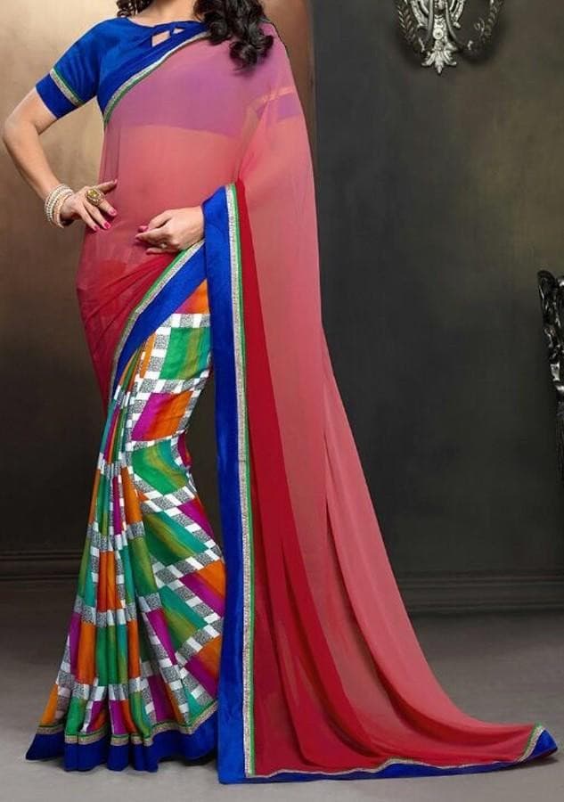 Splendid Elegance Georgette Designer Saree: Deshi Besh.