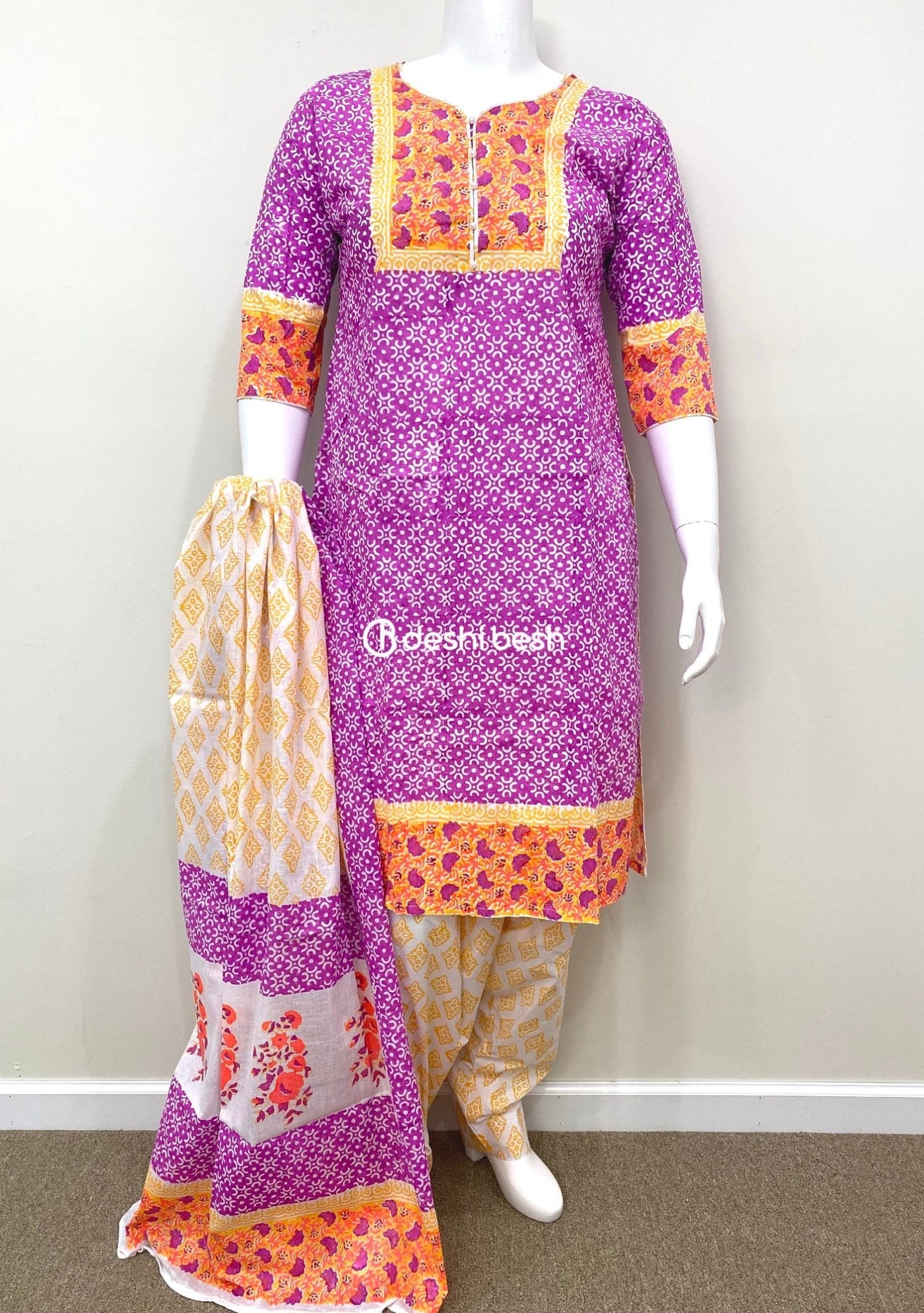 Summer Block Printed Soft Cotton Salwar Suit - db19674