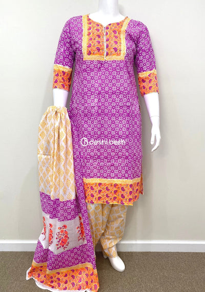 Summer Block Printed Soft Cotton Salwar Suit - db19674