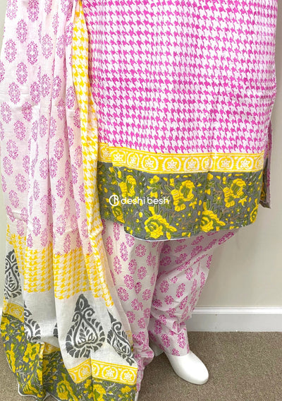 Summer Block Printed Soft Cotton Salwar Suit - db19678