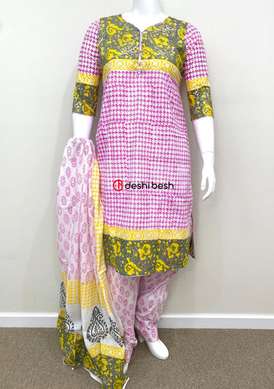 Summer Block Printed Soft Cotton Salwar Suit - db19678