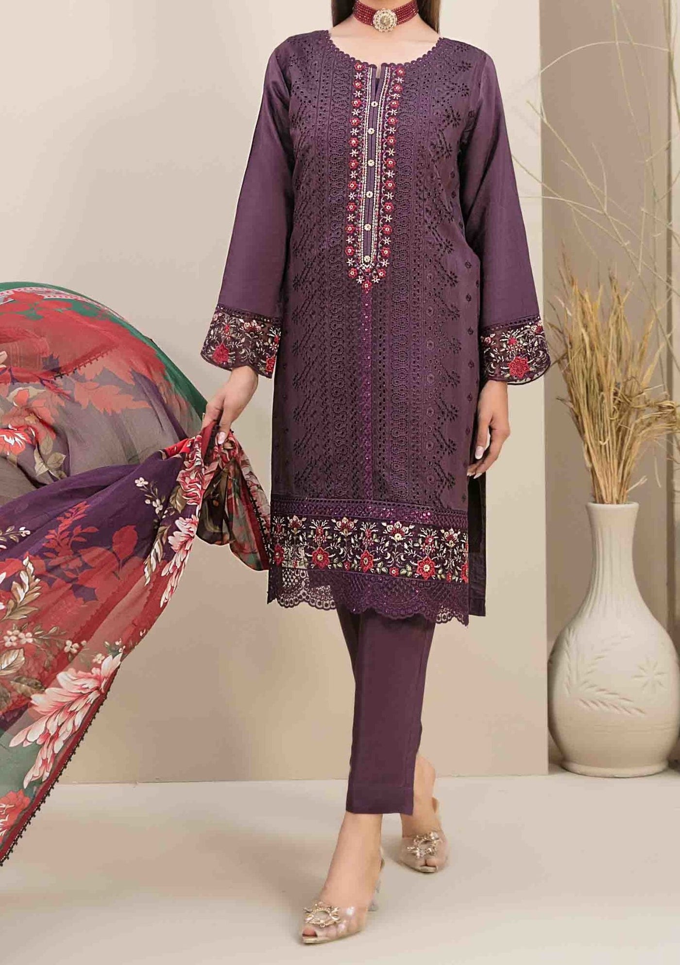 Tawakkal Feeha Heavy Embroidered Viscose Dress - db24890