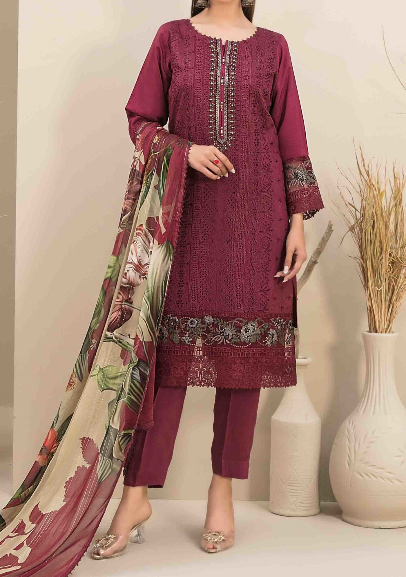 Tawakkal Feeha Heavy Embroidered Viscose Dress - db24899