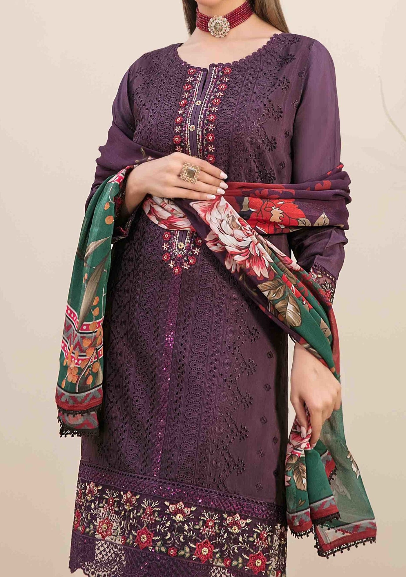 Tawakkal Feeha Heavy Embroidered Viscose Dress - db24890