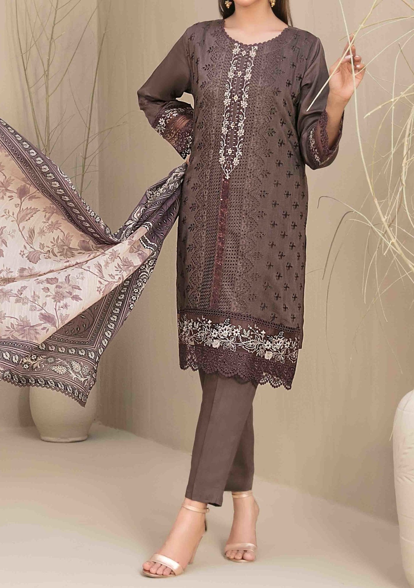 Tawakkal Feeha Heavy Embroidered Viscose Dress - db24896