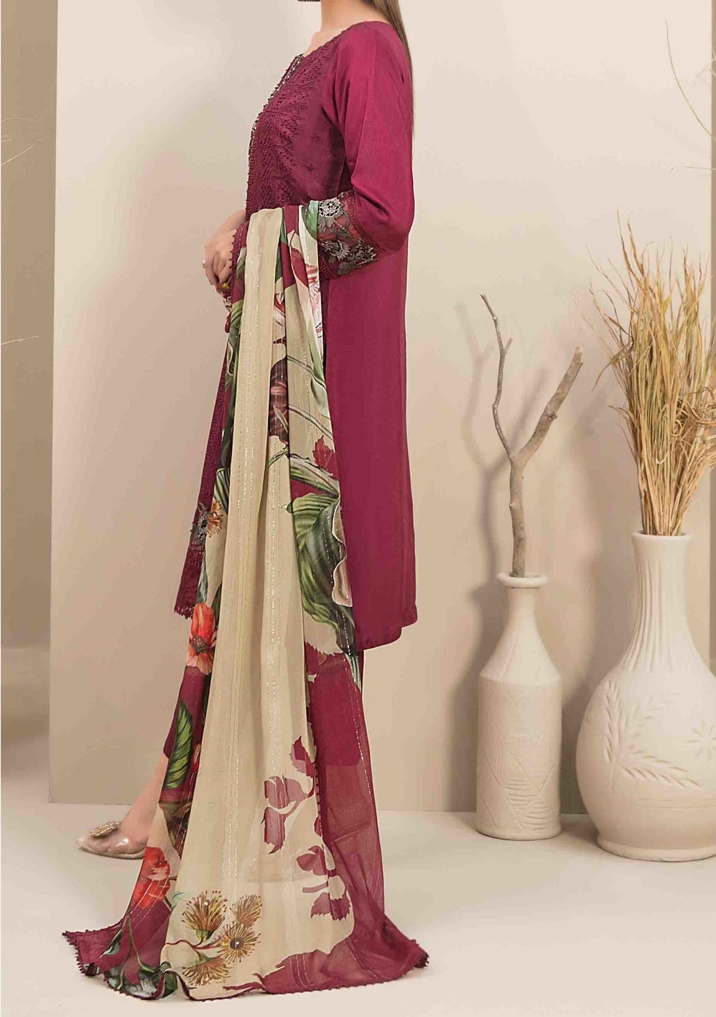 Tawakkal Feeha Heavy Embroidered Viscose Dress - db24899