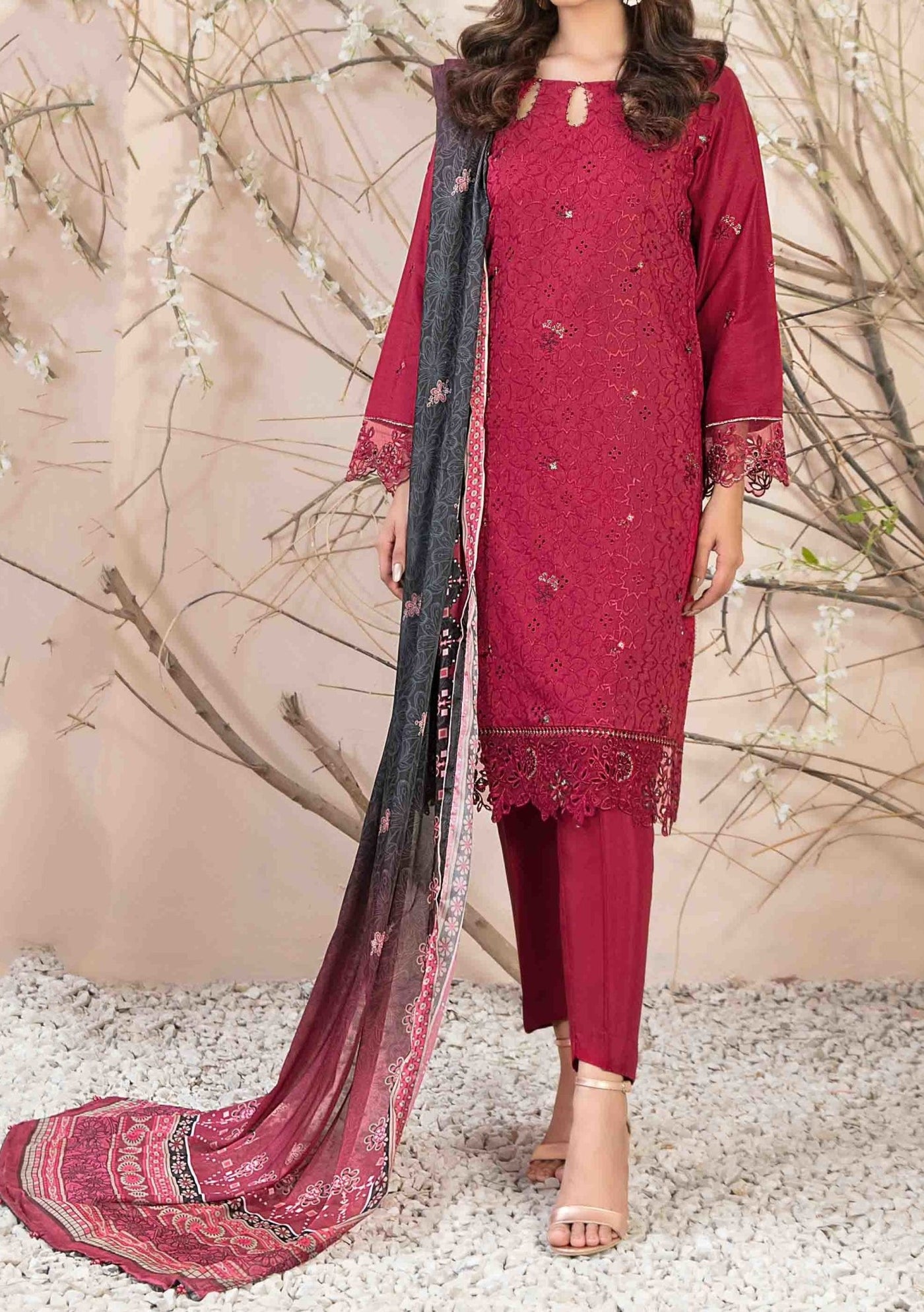 Tawakkal Ruba Heavy Embroidered Viscose Dress - db24991