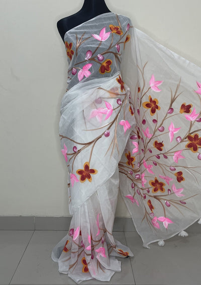 Traditional Hand Paint Dhakai Jamdani Saree: Deshi Besh.