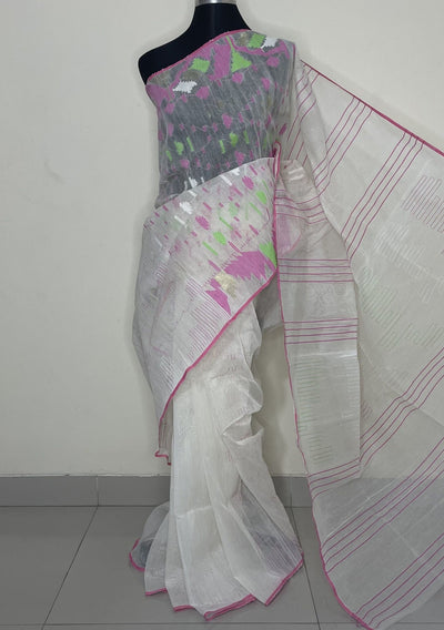 Traditional Handloom Dhakai Jamdani Saree: Deshi Besh.